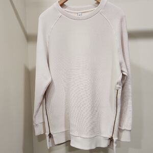 Varley Cream Ribbed Crewneck Sweatshirt